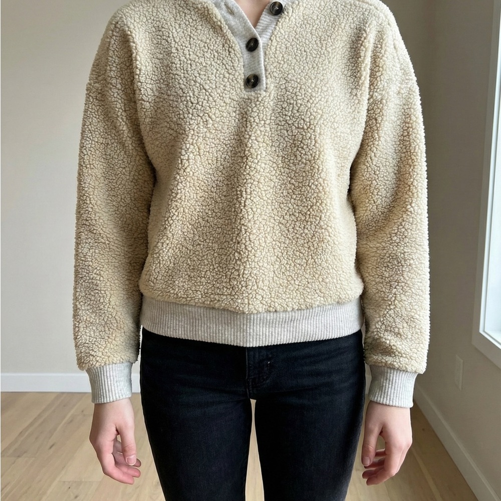 a.n.a Cream Teddy Sweater for Women XS